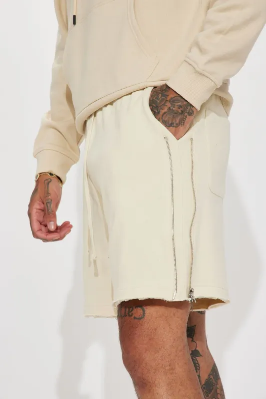 Tyson Side Zippers Relaxed Sweatshort - Off White sold by Fashion Nova