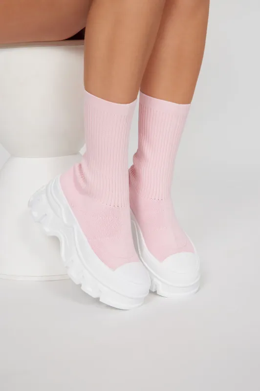 Never Late Platform Sneakers - Pink sold by Fashion Nova