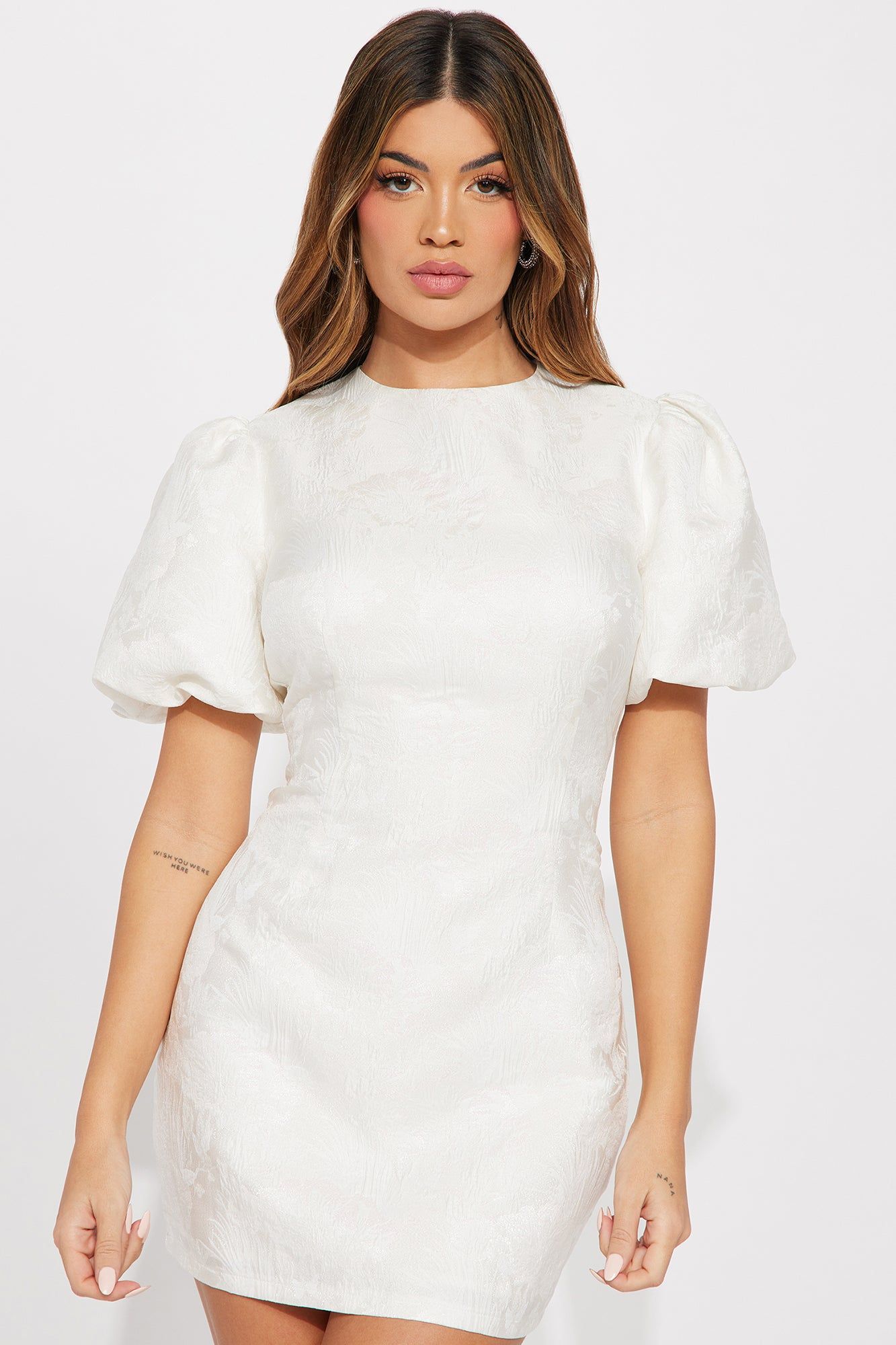 Cherry Blossom Jacquard Mini Dress - White sold by Fashion Nova product image thumbnail 2