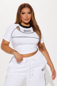 Sporty Contrast Cut Out Tee - White sold by Fashion Nova