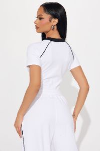 Sporty Contrast Cut Out Tee - White sold by Fashion Nova