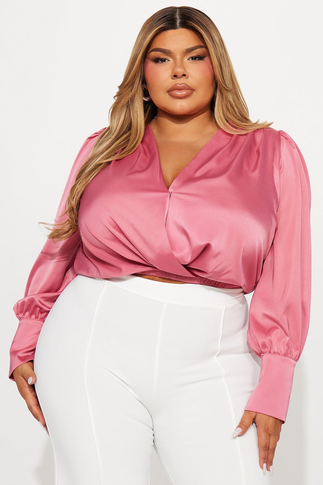 Wonderful Night Satin Blouse Top - Rose sold by Fashion Nova product image thumbnail 4