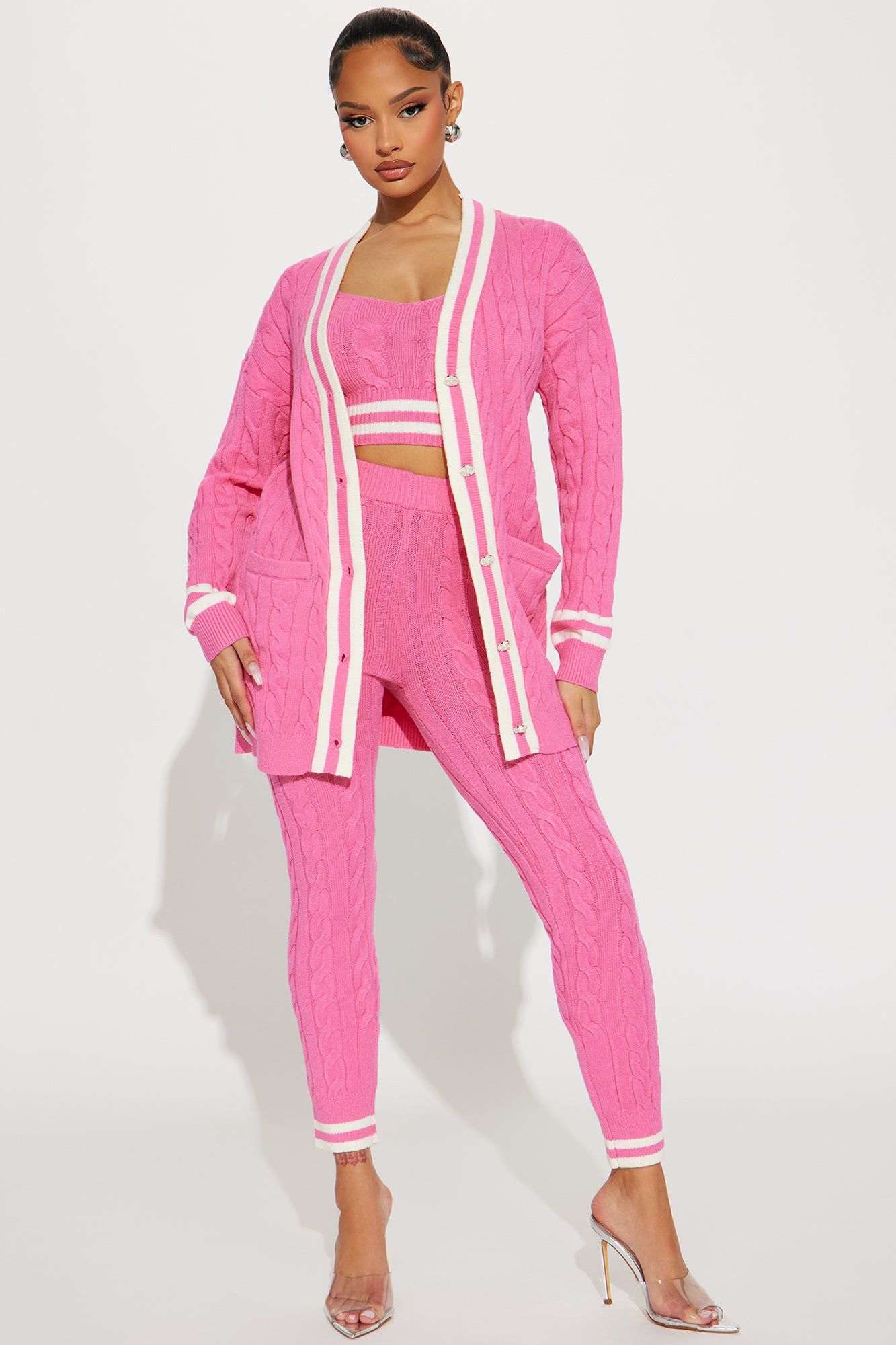 Alessa 3 Piece Sweater Legging Set - Pink sold by Fashion Nova