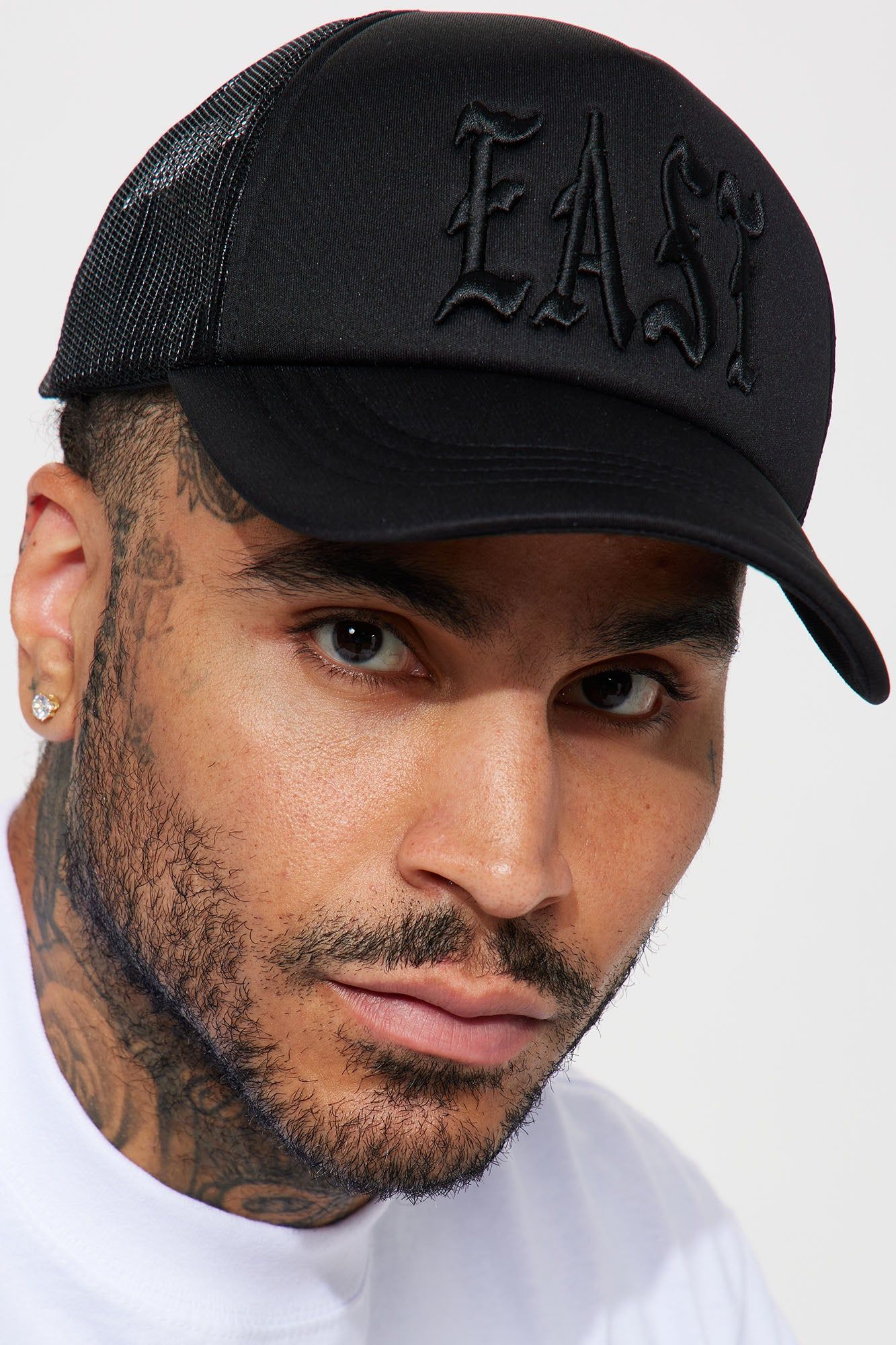 East Side Twill Trucker Hat - Black/Black sold by Fashion Nova