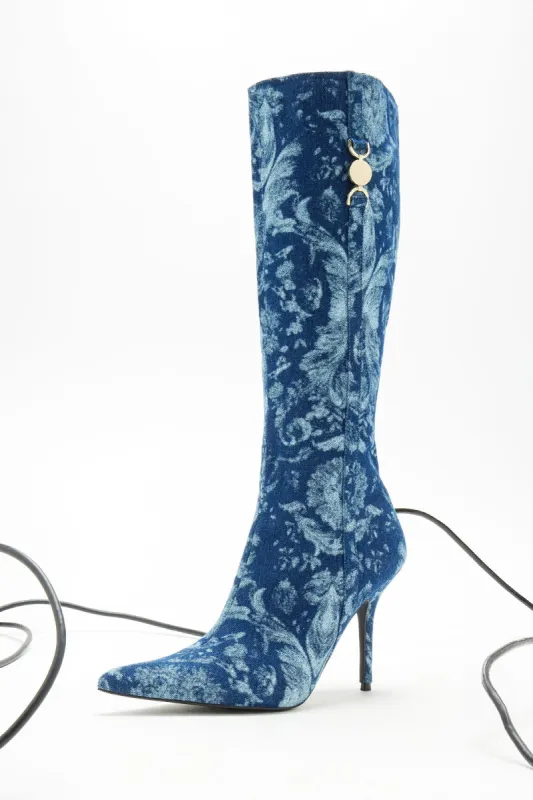 Camilla Knee High Boots - Blue sold by Fashion Nova