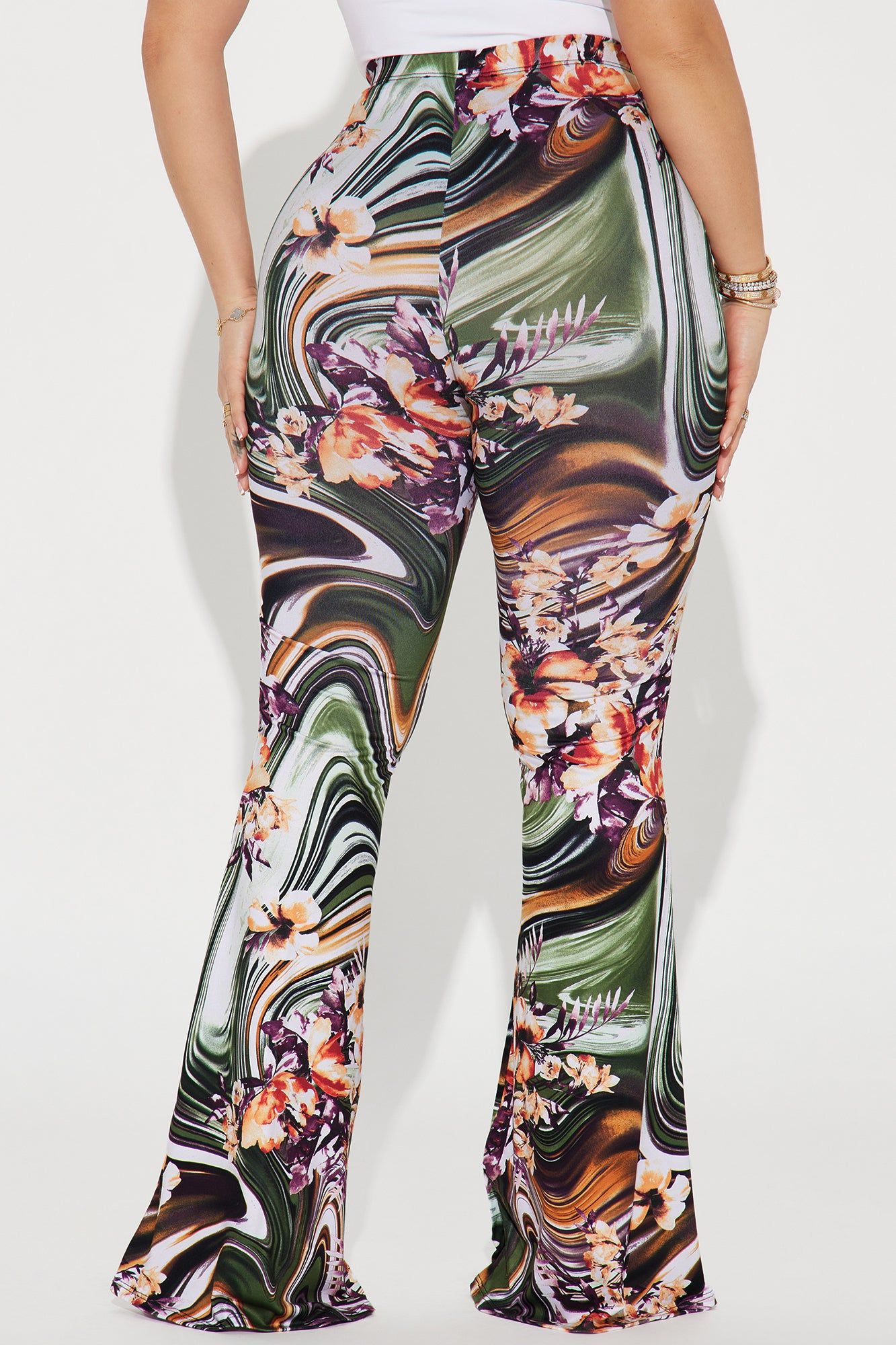 Get Swirly Flare Pant - Green/combo sold by Fashion Nova product image thumbnail 3