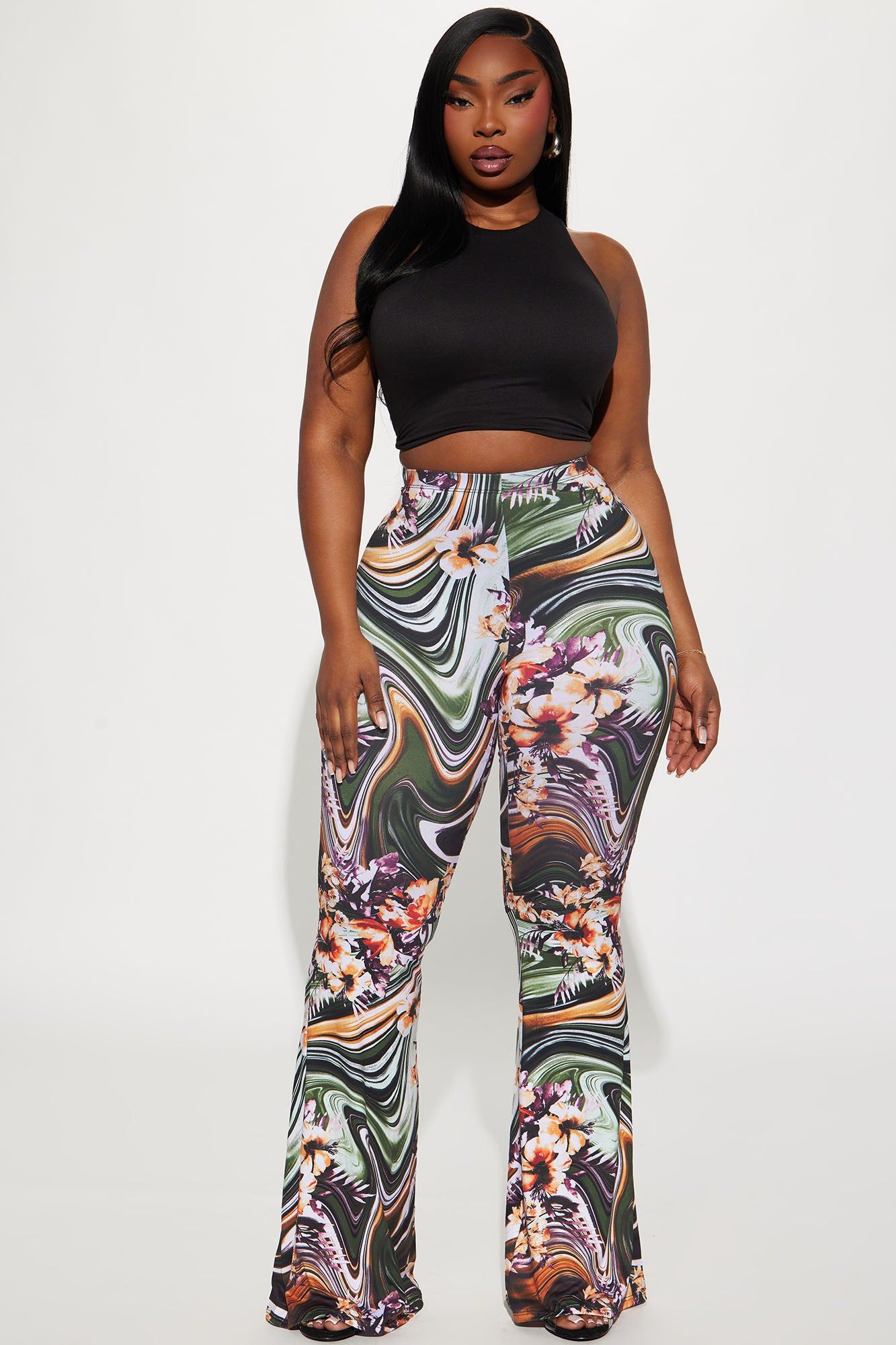 Get Swirly Flare Pant - Green/combo sold by Fashion Nova product image thumbnail 4