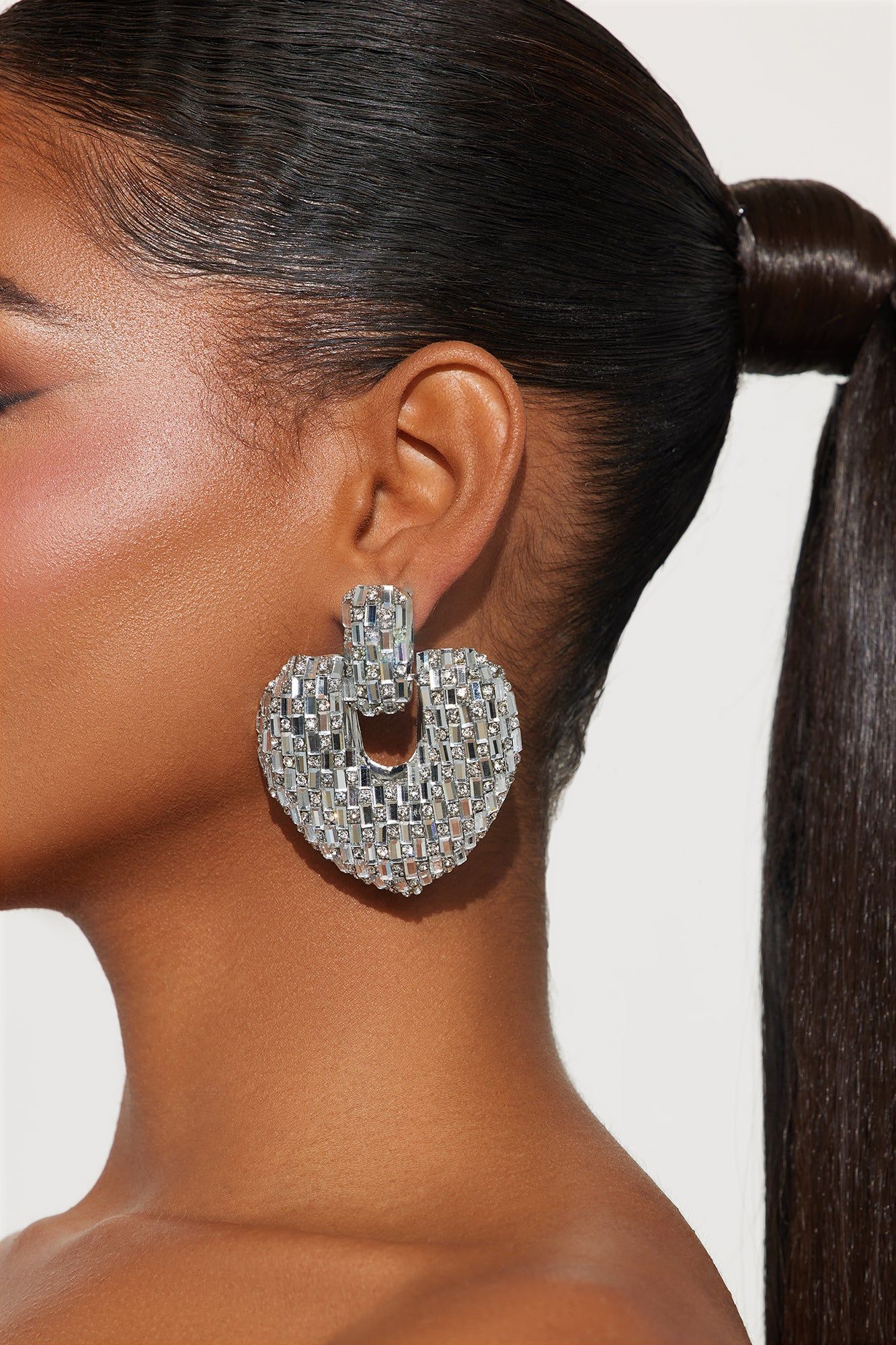 Classy Hearts Drop Earrings - Silver sold by Fashion Nova product image thumbnail 3