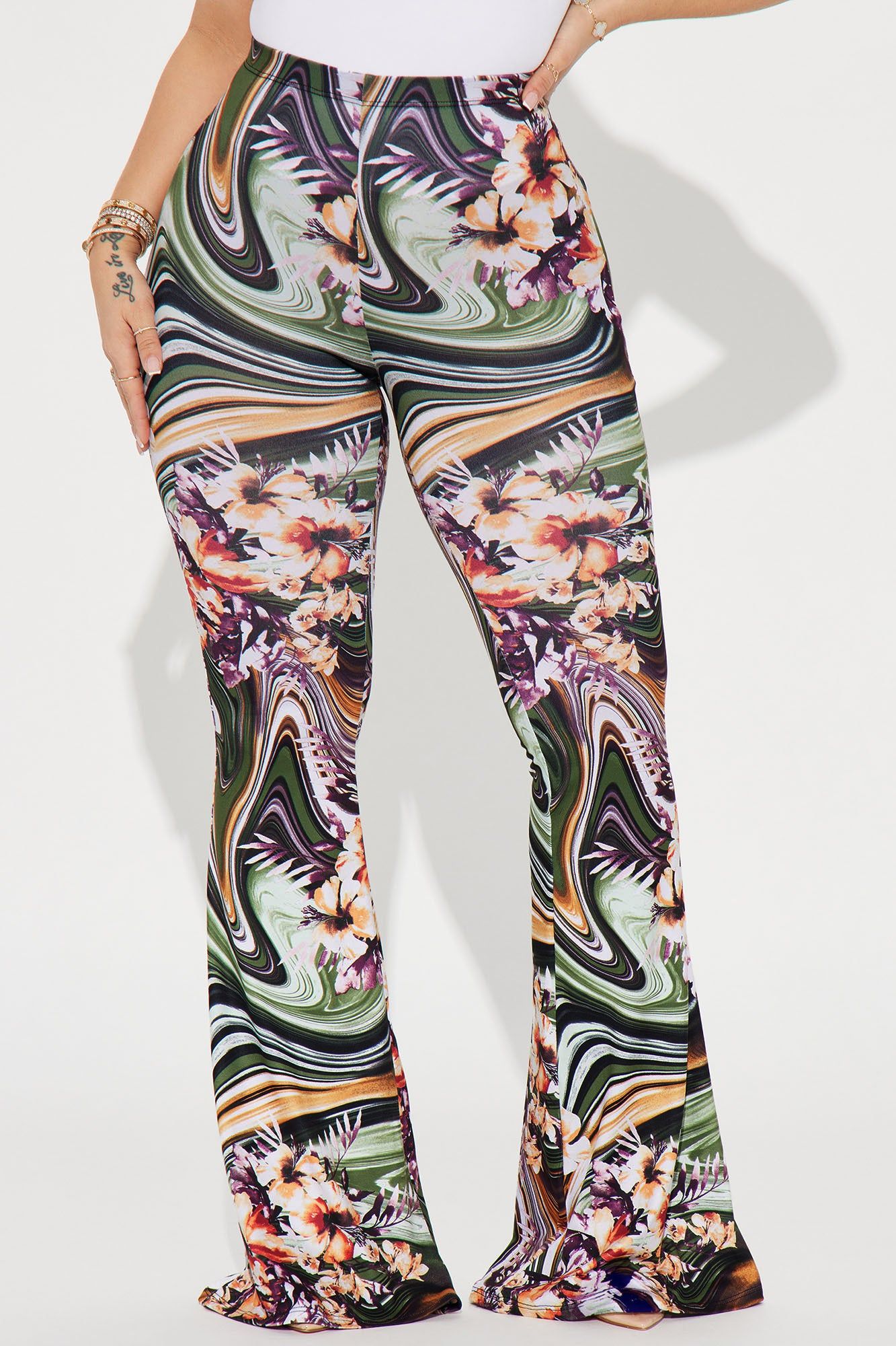 Get Swirly Flare Pant - Green/combo sold by Fashion Nova product image thumbnail 2