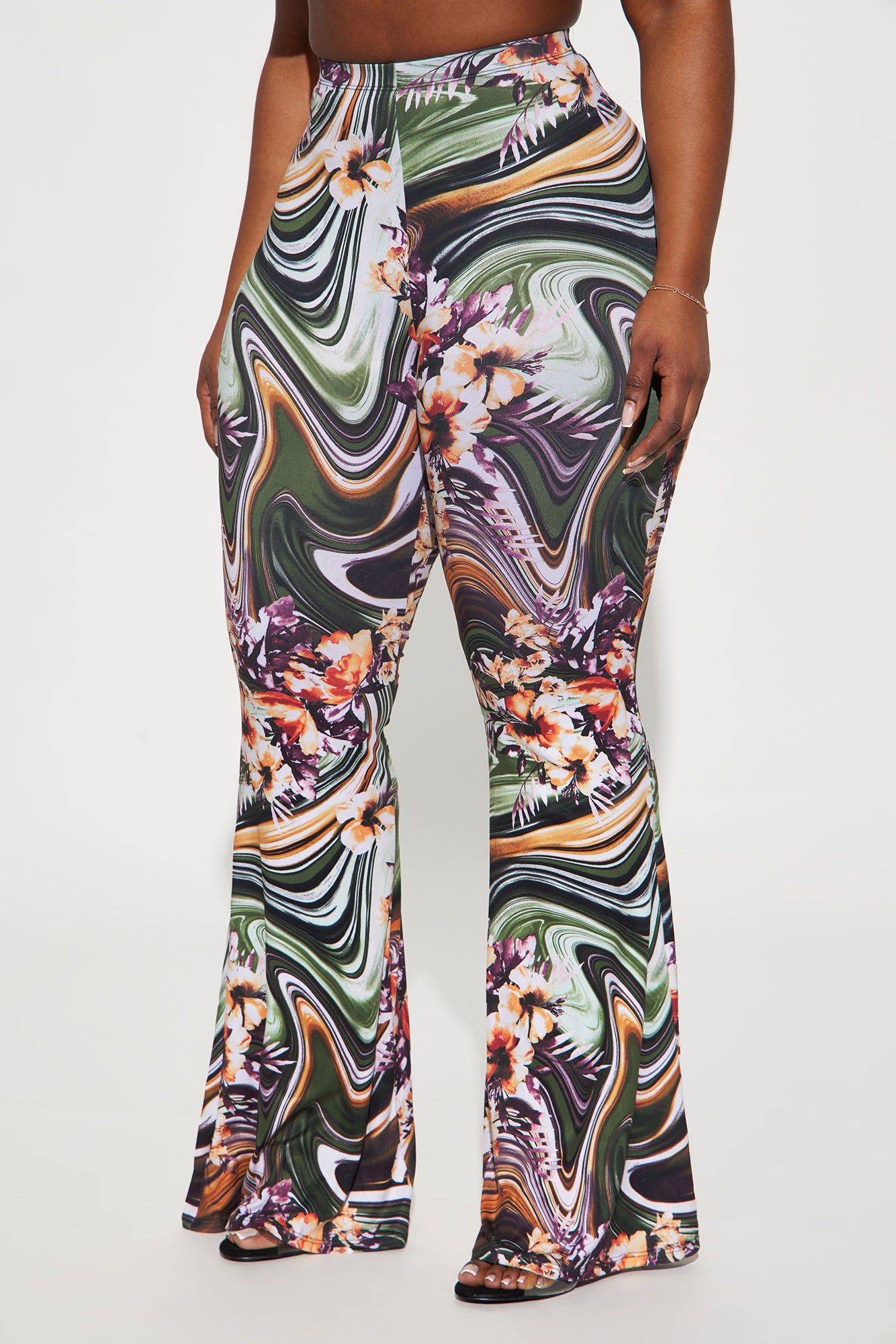 Get Swirly Flare Pant - Green/combo sold by Fashion Nova product image thumbnail 5