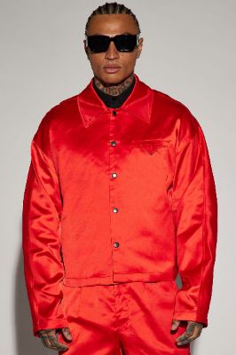 Florence Satin Cropped Jacket - Red sold by Fashion Nova