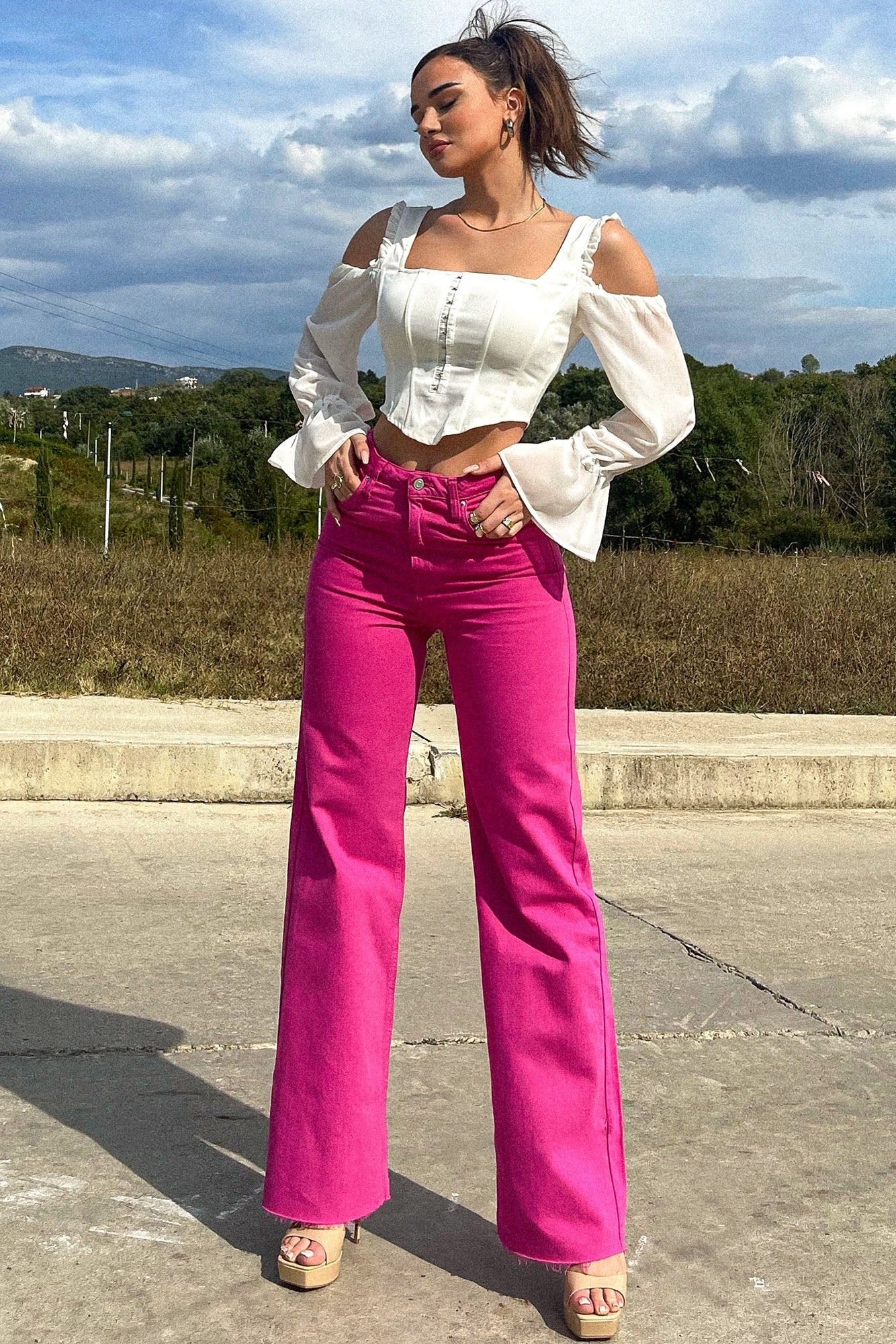 Good Time High Waist Wide Leg Jeans - Pink sold by Fashion Nova product image thumbnail 2