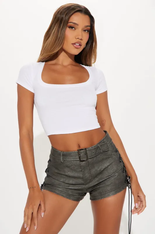 Stacy Square Neck Crop Top - White sold by Fashion Nova