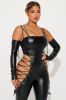Double Life Faux Leather Jumpsuit - Black sold by Fashion Nova