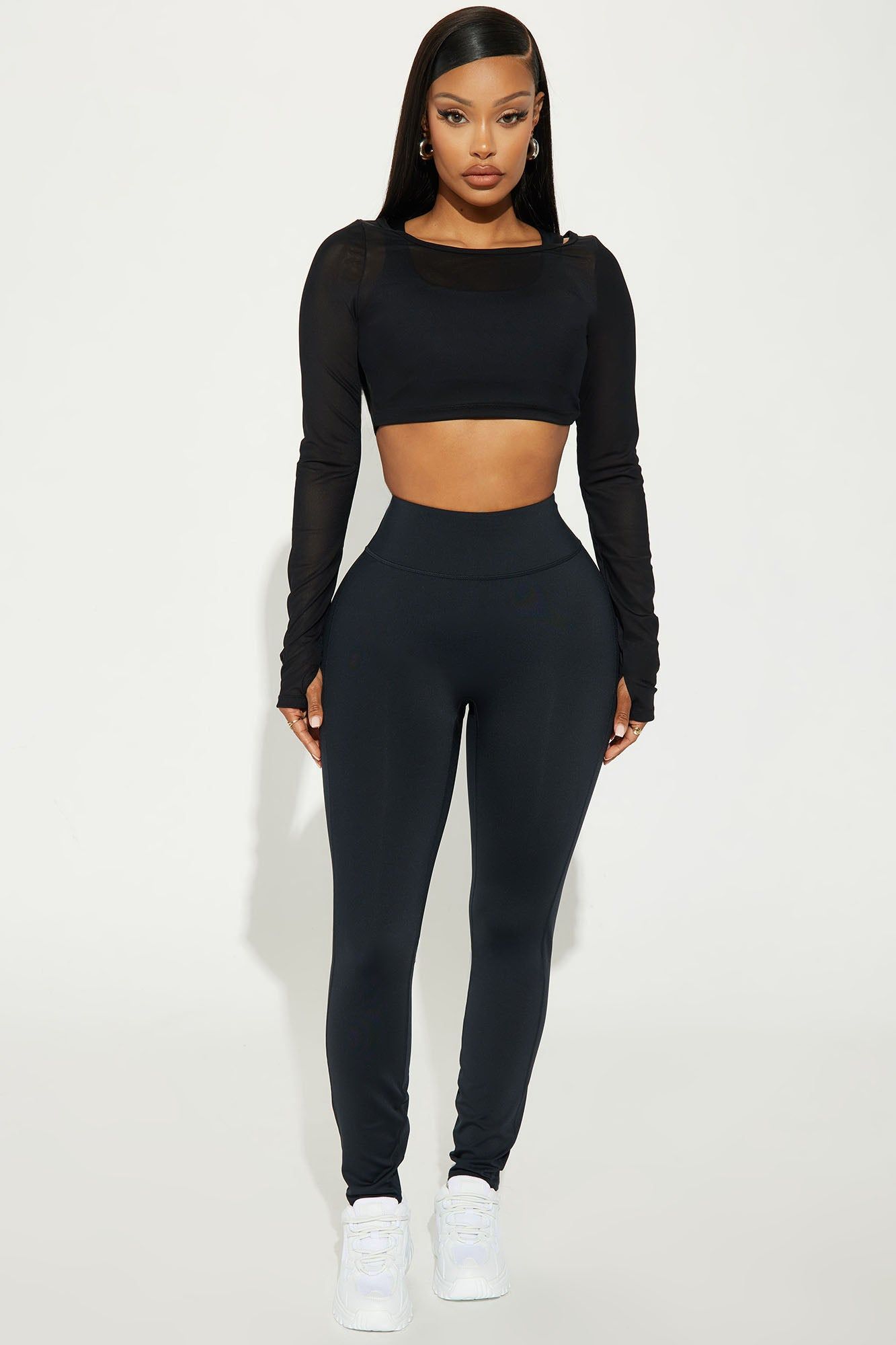 Claudia Elevate Long Sleeve Mesh Active Top - Black sold by Fashion Nova product image thumbnail 2