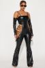 Double Life Faux Leather Jumpsuit - Black sold by Fashion Nova