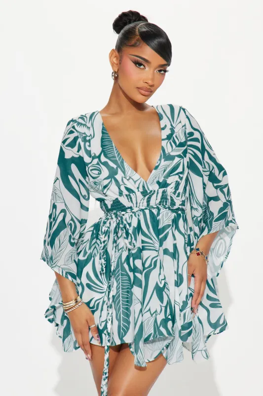 Nanami Mini Dress - Teal/combo sold by Fashion Nova