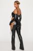 Double Life Faux Leather Jumpsuit - Black sold by Fashion Nova