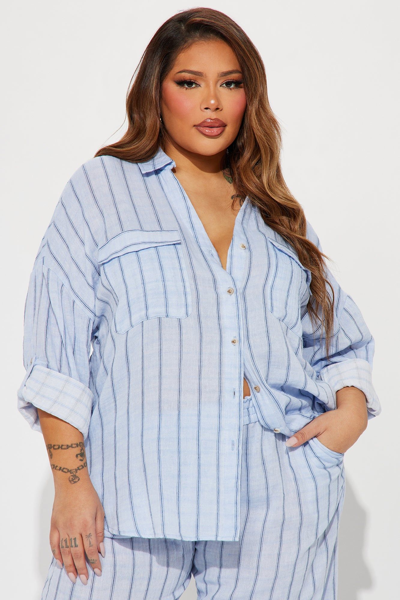 Vivianna Striped Pant Set - Light Blue sold by Fashion Nova product image thumbnail 5