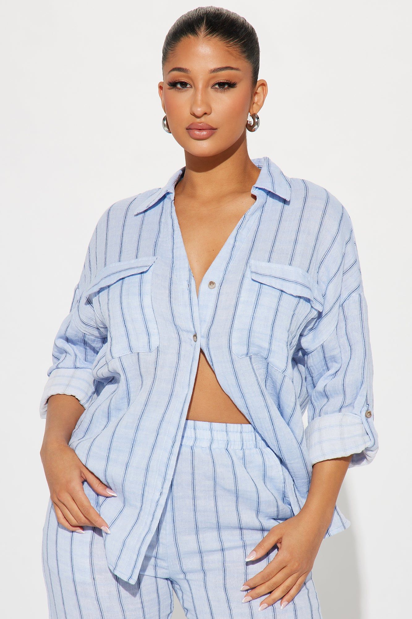 Vivianna Striped Pant Set - Light Blue sold by Fashion Nova product image thumbnail 2