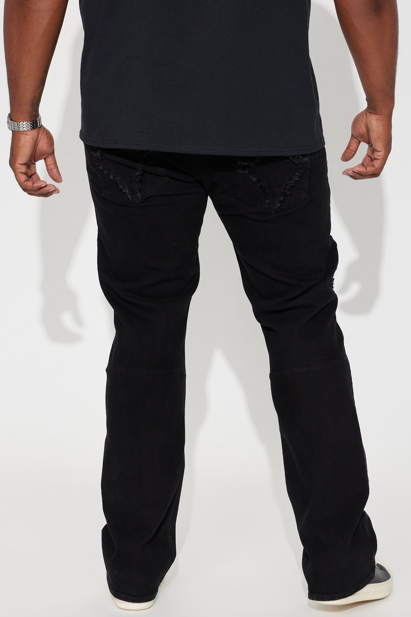 Diamond Fray Stacked Skinny Flared Jeans - Black sold by Fashion Nova product image thumbnail 7