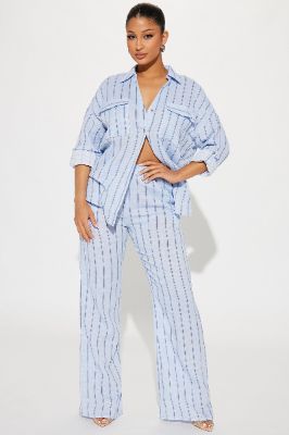 Vivianna Striped Pant Set - Light Blue made by Fashion Nova