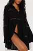 Breezy Paradise Linen Circle Cover Up Shirt Dress - Black sold by Fashion Nova