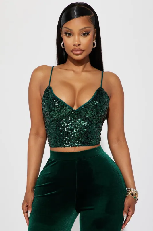 Isabel Sequin Top - Green sold by Fashion Nova