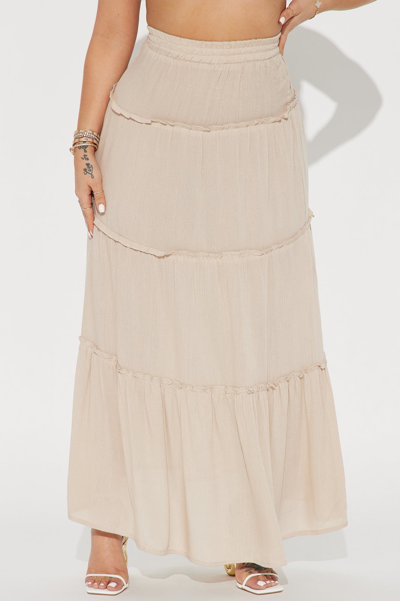 Romy Tiered Gauze Maxi Skirt - Khaki sold by Fashion Nova product image thumbnail 2