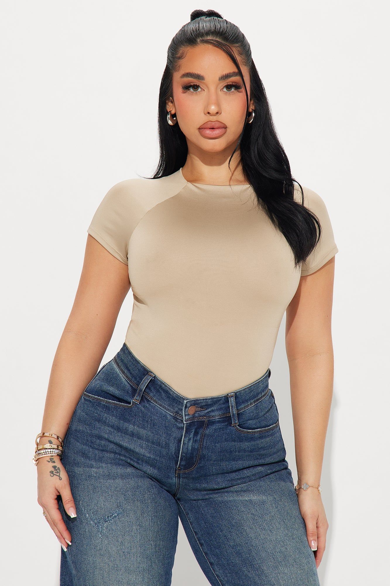 Most Popular Body Hugging Tee - Taupe sold by Fashion Nova