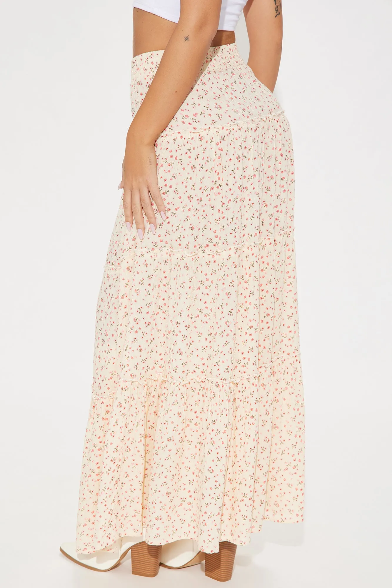 Justina Floral Tiered Maxi Skirt - Cream/combo sold by Fashion Nova product image thumbnail 3