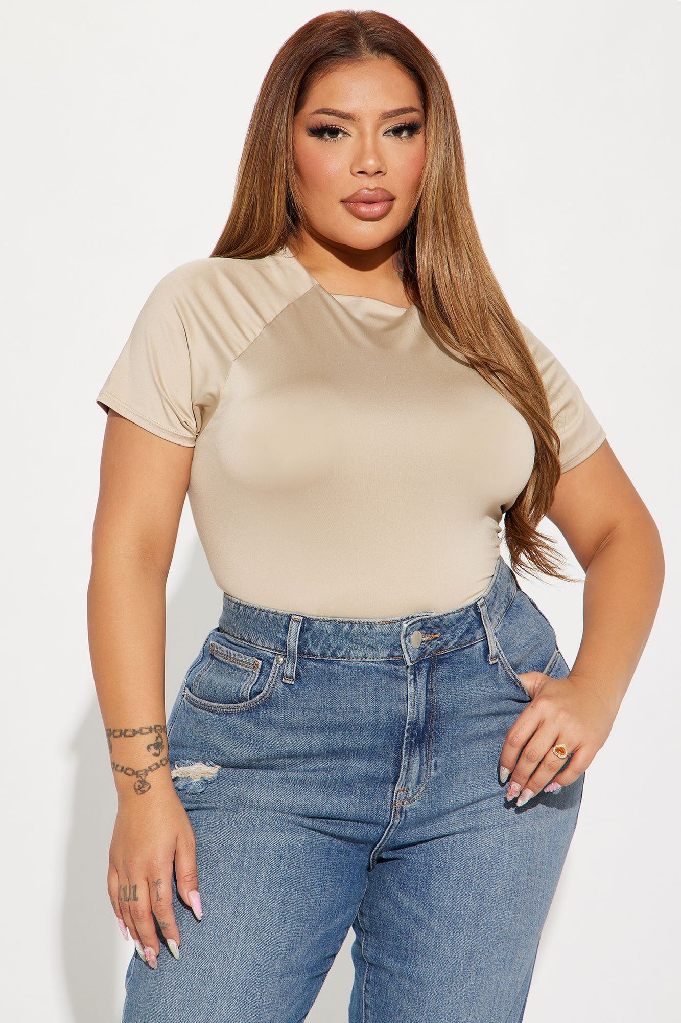 Most Popular Body Hugging Tee - Taupe sold by Fashion Nova product image thumbnail 4