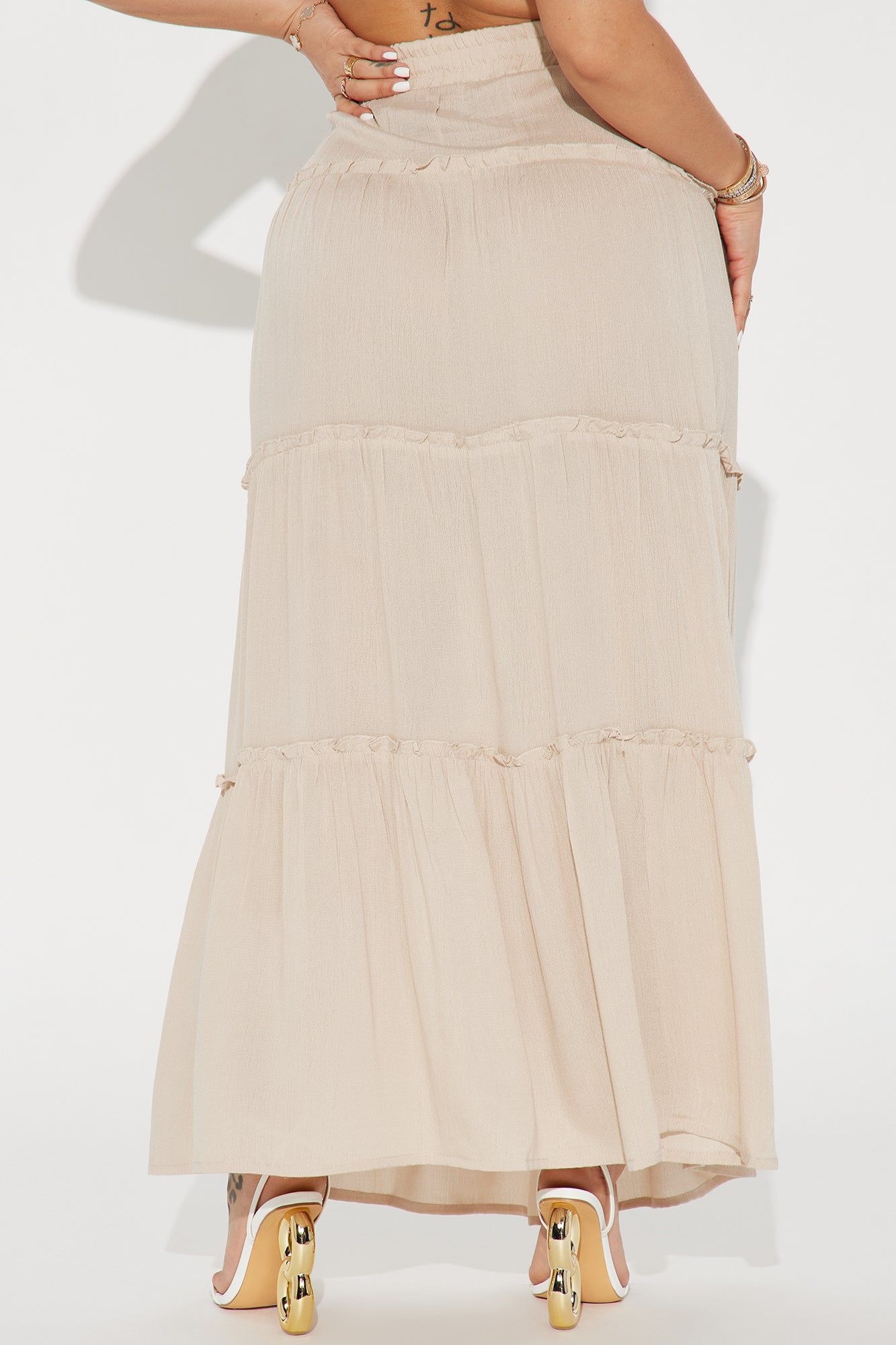 Romy Tiered Gauze Maxi Skirt - Khaki sold by Fashion Nova product image thumbnail 3