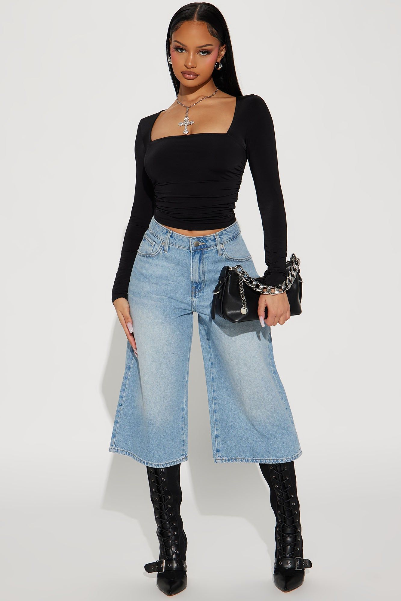 Long Story Short Ruched Top - Black sold by Fashion Nova product image thumbnail 2