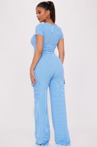Nobody Like Me Short Sleeve Pant Set - Blue sold by Fashion Nova
