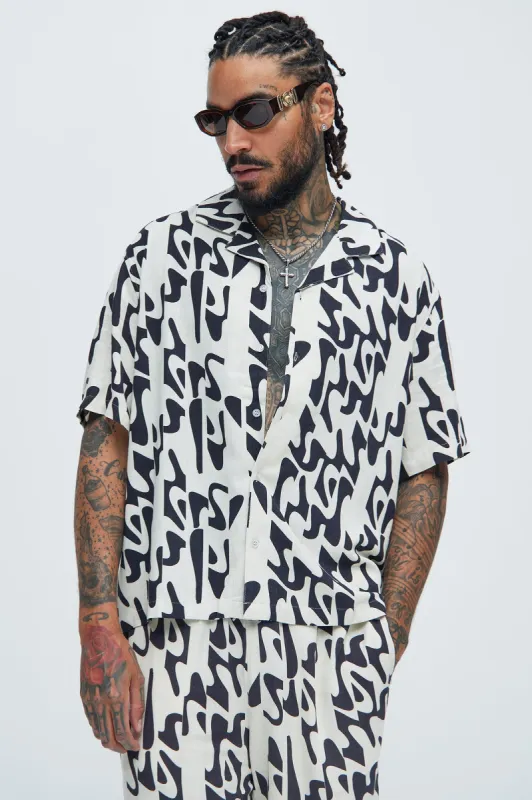 Macullar Linen Shirt - Black/combo sold by Fashion Nova