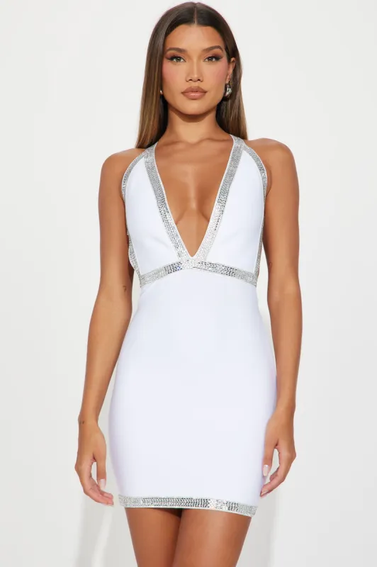 Studio 54 Bandage Mini Dress - White sold by Fashion Nova