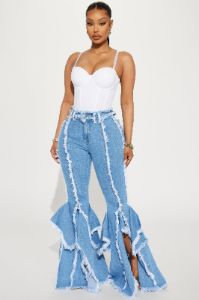 Nothing But Vibes Stretch Flare Jeans - Medium Wash sold by Fashion Nova