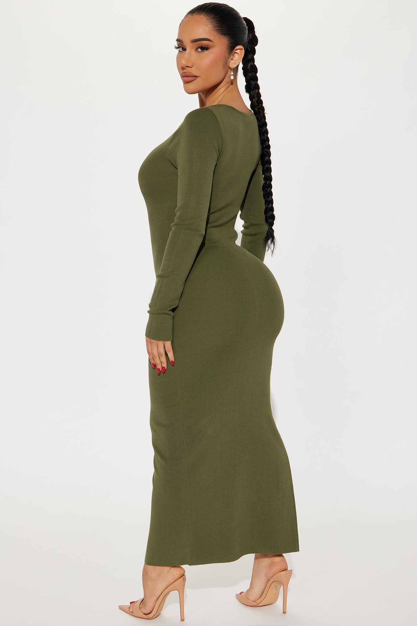 Eve Cutout Knit Midi Dress - Olive sold by Fashion Nova product image thumbnail 3