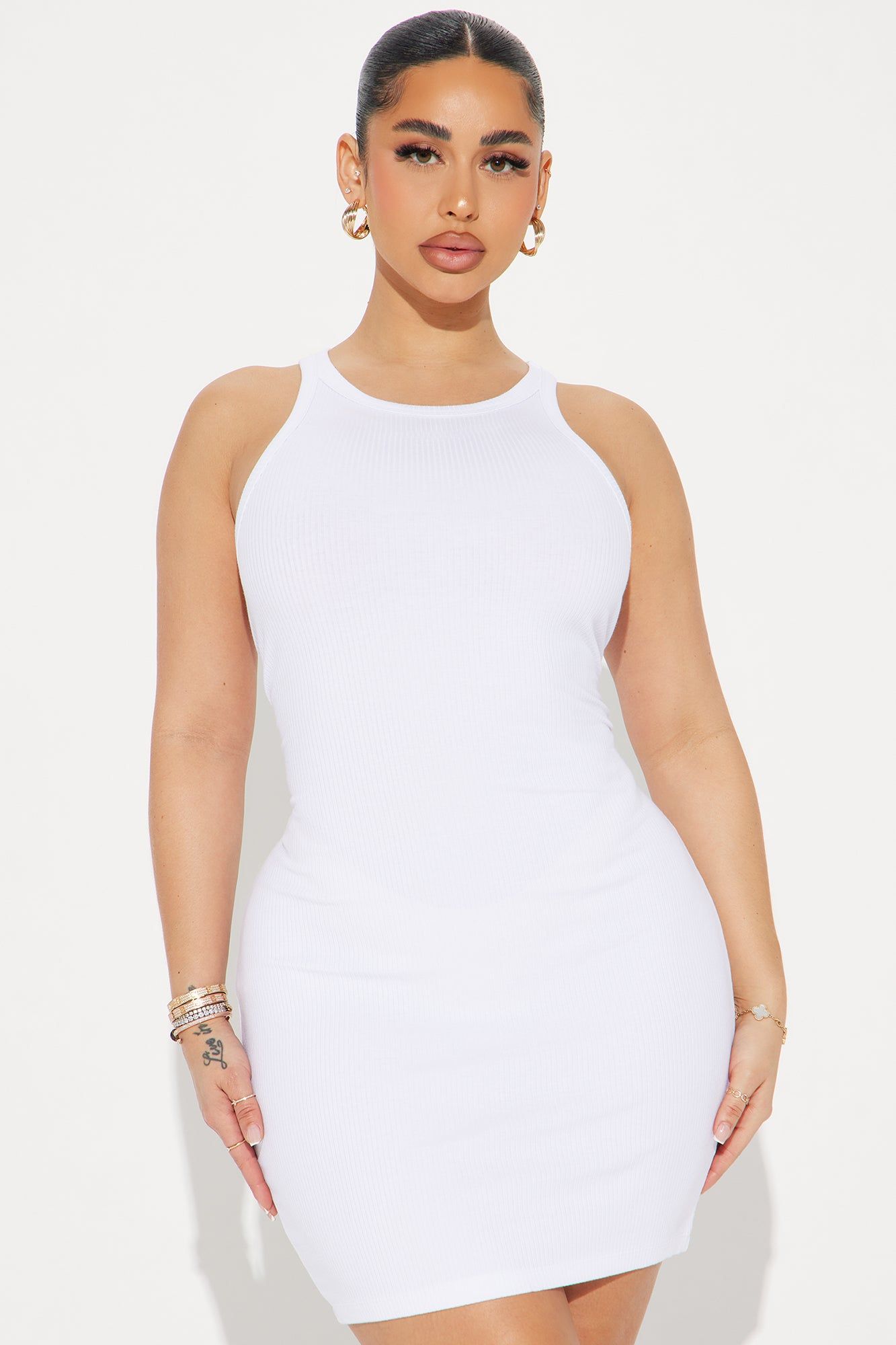 Danielle Ribbed Mini Dress - White sold by Fashion Nova product image thumbnail 2