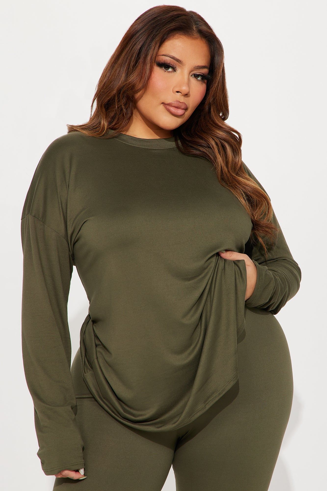 Weekend Vibes Long Sleeve Set - Olive sold by Fashion Nova product image thumbnail 5