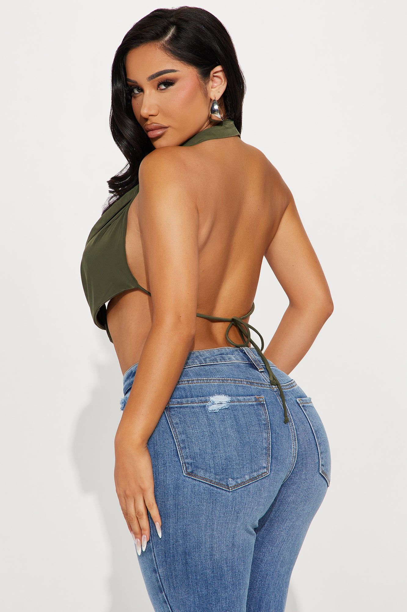 Party In Dallas Cowl Neck Top - Olive sold by Fashion Nova product image thumbnail 3