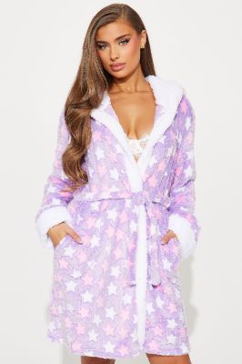 Starry Dream Plush PJ Robe - Purple/combo sold by Fashion Nova