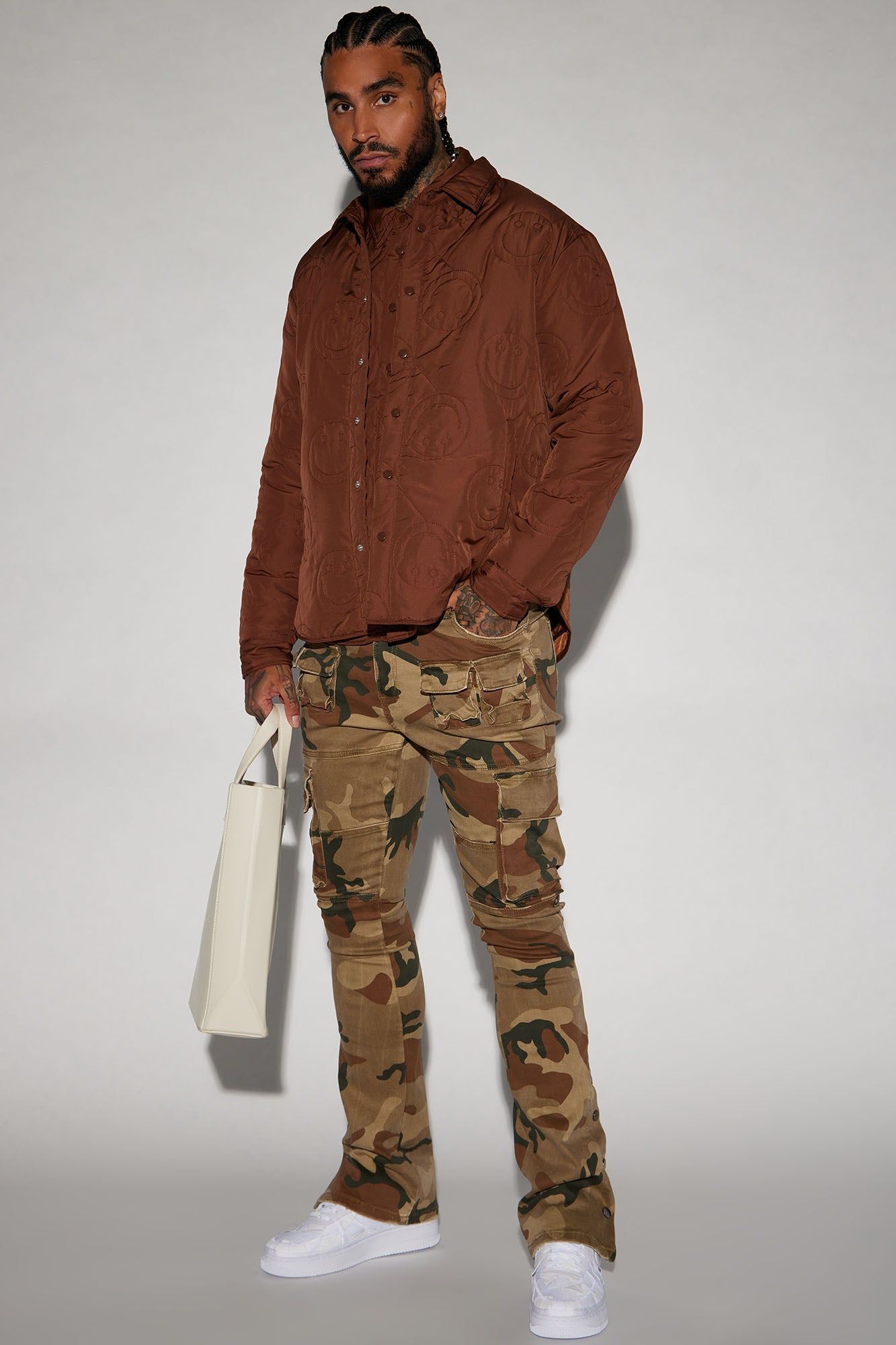 Snap At It Cargo Stacked Skinny Flare Pants - Camouflage sold by Fashion Nova product image thumbnail 3