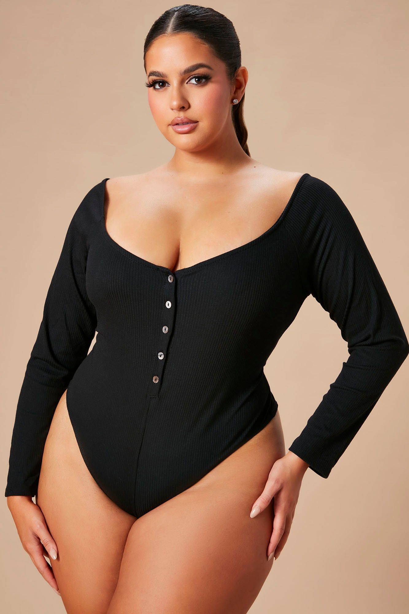 Hazel Ribbed Henley Bodysuit - Black sold by Fashion Nova product image thumbnail 5