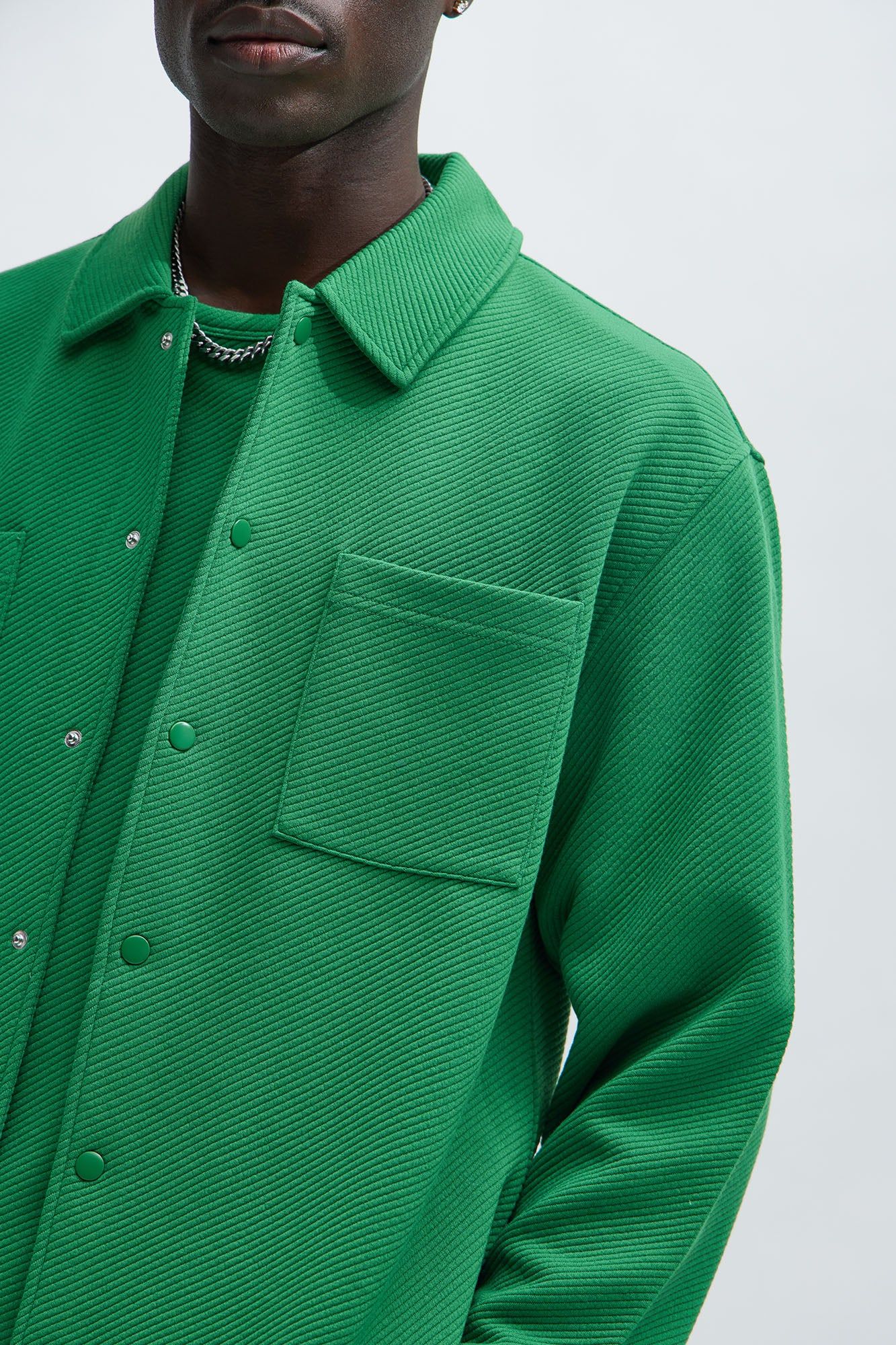 Kina Textured Long Sleeve Shirt - Green sold by Fashion Nova product image thumbnail 3