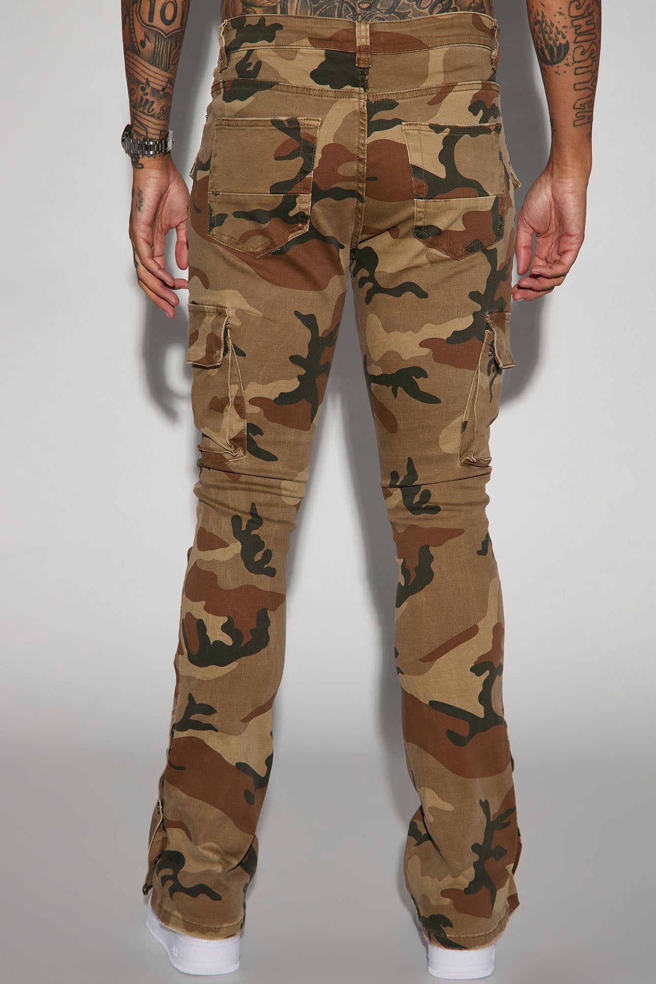Snap At It Cargo Stacked Skinny Flare Pants - Camouflage sold by Fashion Nova product image thumbnail 7