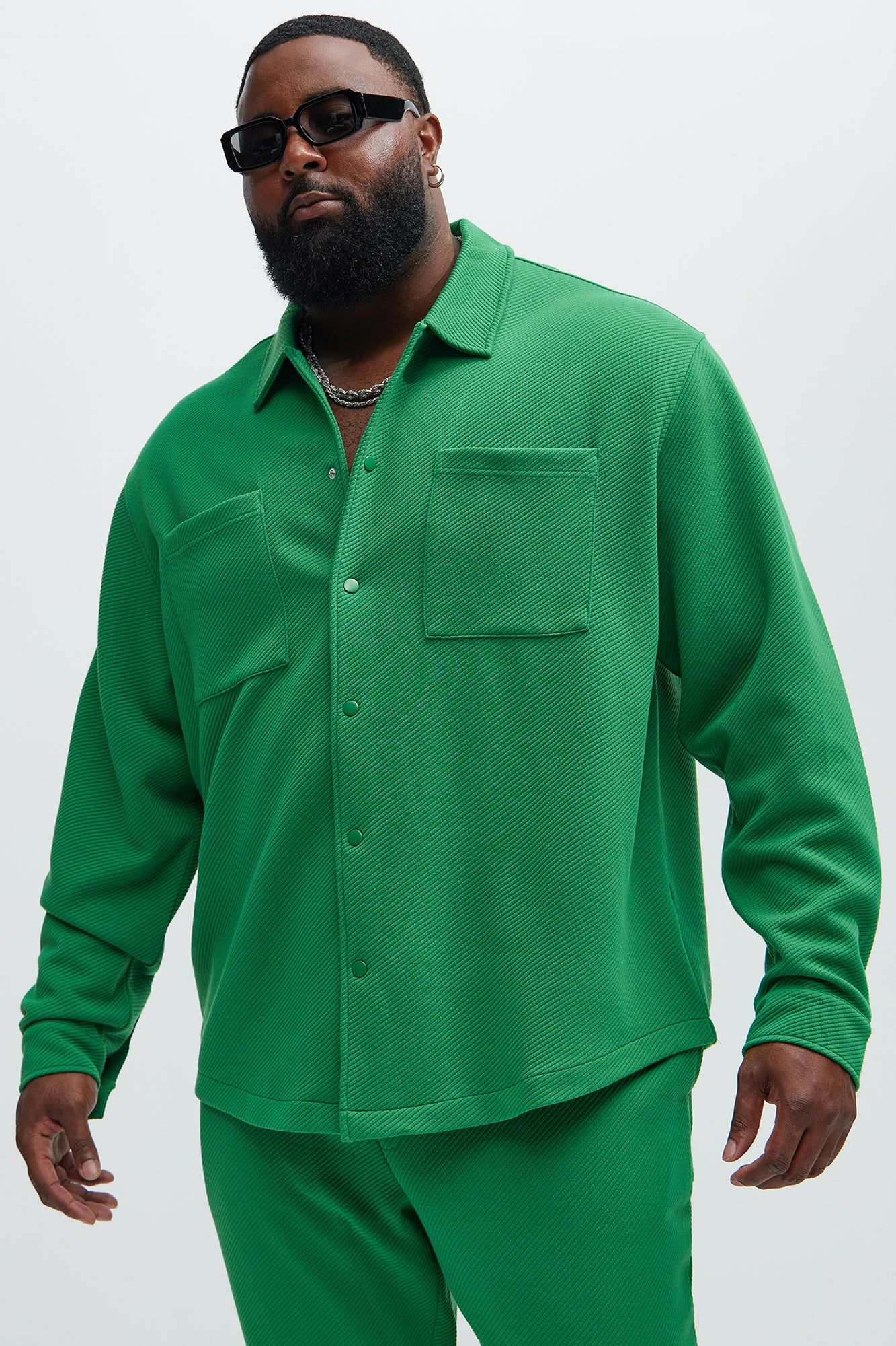 Kina Textured Long Sleeve Shirt - Green sold by Fashion Nova product image thumbnail 5