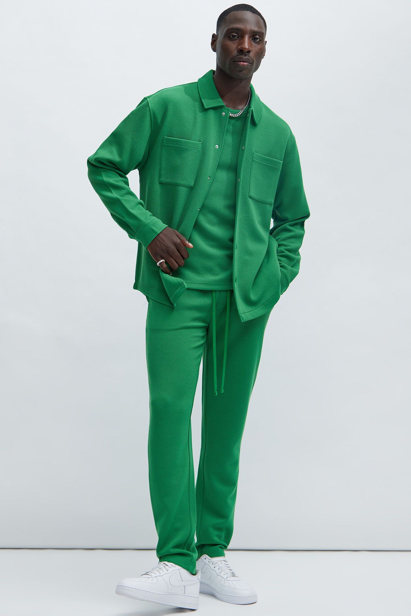 Kina Textured Long Sleeve Shirt - Green sold by Fashion Nova product image thumbnail 2