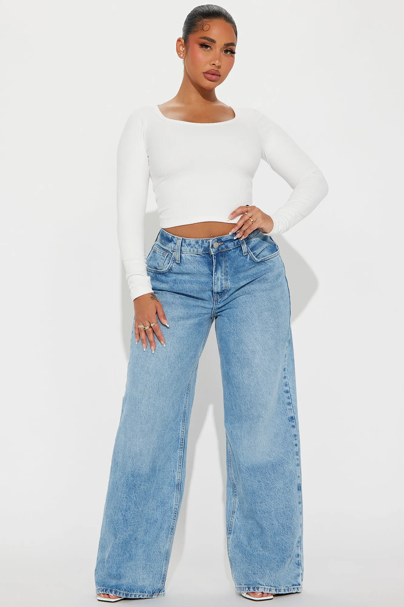 Taylor Scoop Neck Long Sleeve Top - Off White sold by Fashion Nova product image thumbnail 2